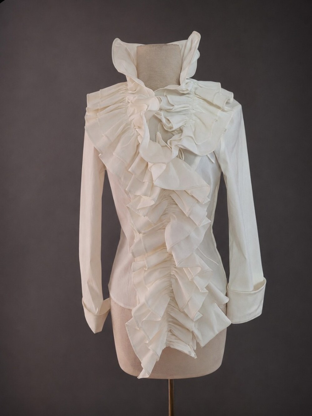 Samuel Dong Ivory Ruffled Front Blouse
